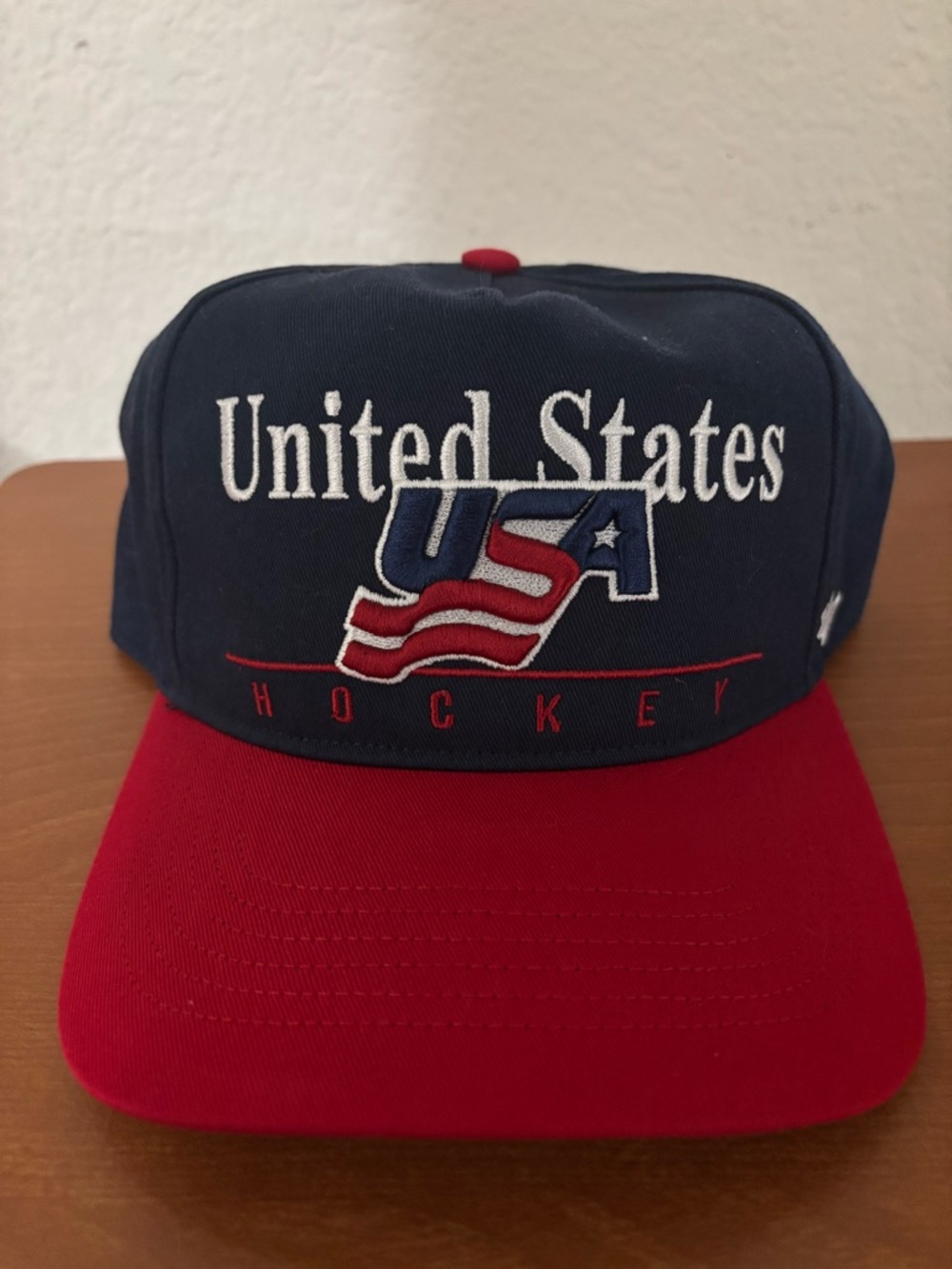 47 Brand USA Hockey Navy and Red Snapback Hat